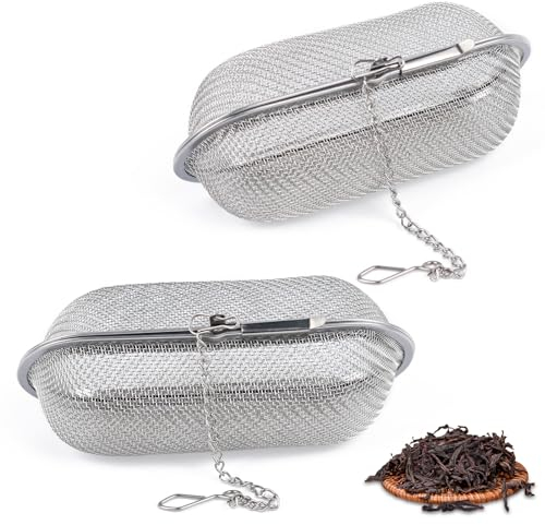 2 Pièces Passoire à thé en Acier Inoxydable, Infuseur thé pour thé en Vrac, Passoire à thé Fine avec Chaîne, Passoire à épices, Herbes Filtre De Thé, pour le thé en Feuilles et les épices