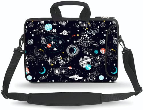 14 15 15.4 15.6 inch Messenger Bag Carrying Case Sleeve with Handle Accessory Pocket Fits 14 to 15-Inch Laptops/Notebook/Ebooks/Kids Tablet/Pad(Galactic Space)