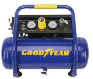 Goodyear 2 Gallon Quiet Portable Roll Cage Design Air Compressor - 125 PSI, 0.5 HP Motor, Oil-Free Pump, 58 dBA - TAW0508S