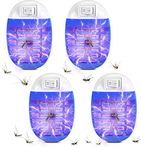 Wffeila Moustique Tueur Lampe 4 Pack,Prise Moustique électrique,UV Anti Moustique,Lampe Anti Moustique,Professionnel et Efficace Prise Anti Insectes Electrique Bug Zapper Lampe avec Night Light