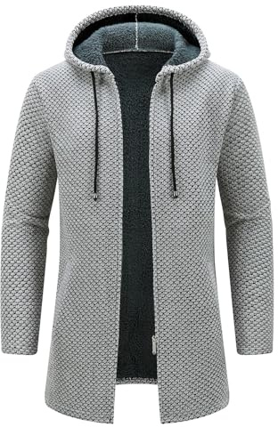KUDORO kofta herr kofta lång traditionell jacka huva med huva, Gråaktig1, 4XL