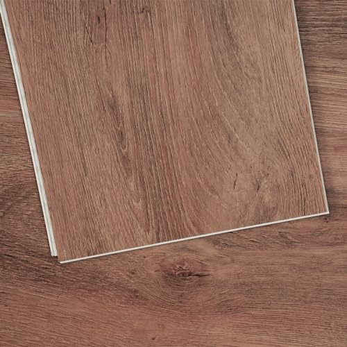 VEVOR Bodenbelag, Vinyl-Bodenfliesen 1220 x 185 mm, 10 Stk., 5,5 mm dick zum Zusammenstecken, dunkelbraune Holz-Farbe, DIY-Bodenbelag für Küche, Esszimmer, Schlafzimmer und Badezimmer