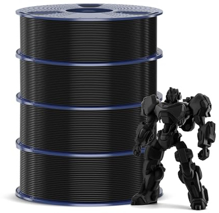 SUNLU 4KG PETG Filament 1,75 mm, Pack de Filament pour Imprimante 3D | Robustesse Améliorée Haute Résistance aux Chocs, Filament d'impression 3D, 1kg par Bobine, 4 Rouleaux, Noir*4
