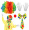 LXYYDS 6 Stück Clown Kostüm Accessoire, Clown Kostüm Set, Zirkus Clownkostüm, Clown Lockenperücke, Clownsnase, Krawatte, Fliege, Handschuhe, für Halloween Fasching Karneval Kinder Erwachsene