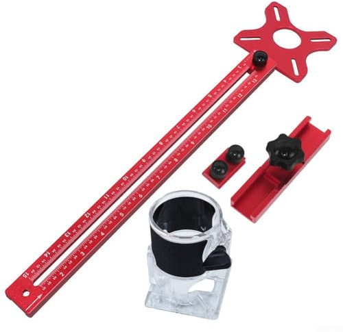 Aprilsunnyzone Router Tool Milling Groove Bracket,Carpentry Drill Hole Doweling Guide Punch Locator,Router Jig With Detachable Base, Adjustable Cabinet Template Tool(B)