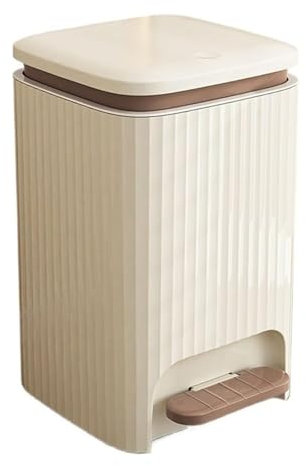Cubo de basura cuadrado de plástico con tapa, 9/12 litros, tapa de doble apertura, cubo de basura para sala de estar, dormitorio, cocina y baño, anillo de presión integrado, elegante y
