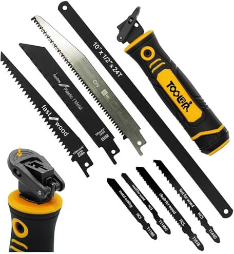 Magicbox 8 in 1 Professional Hacksaw Set with Self-Locking Design, 8 Interchangeable Blades for Metal, Wood & Drywall, Ergonomic Grip & Durable Steel, Pro Hand Saw Tool for DIY & Woodworking
