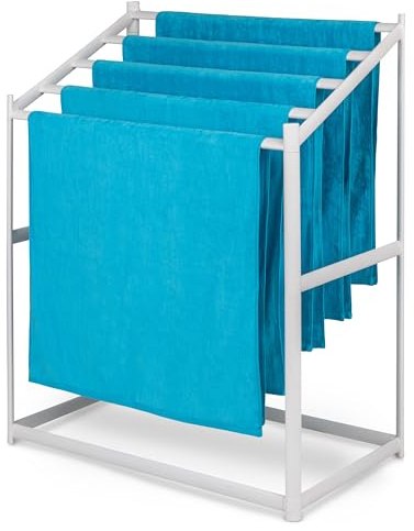 GoSports Towel Rack for Pool & Hot Tub Accessories - 5-Tier Modern Design - Free-Standing PVC Towel Storage & Drying Stand