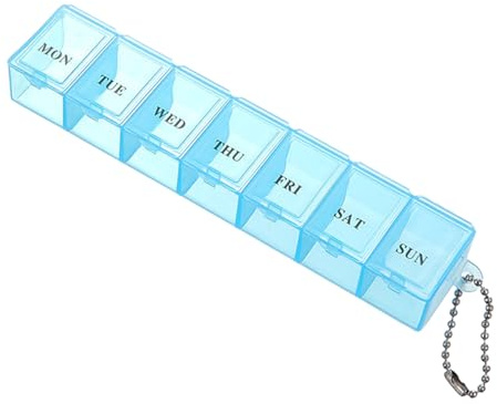 Pastillero Semanal 1 Toma 7 Días, Organizador de Pastillas Semanal, Caja de Almacenamiento de Medicamentos, Portátil Pastillero de Viaje para Vitaminas, Suplementos, Medicamentos
