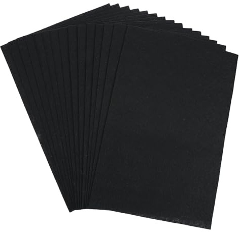 Confezione da 15 fogli di tessuto in feltro nero rigido per artigianato, 30 x 20 cm, feltro durevole per progetti fai da te, cucito e accessori decorativi