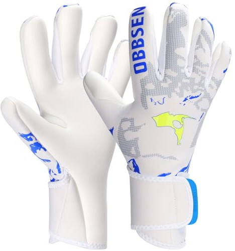 Obbsen Professional Soccer Goalie Gloves for Youth Adults 4+3mm Strong Grip Palm Comfortable Slim Goalkeeper Gloves Double Elastic Wrist Protection