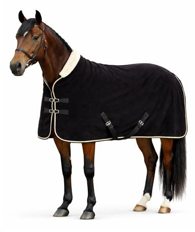 THKtack Fleece Cooler Rug, 220G Anti-Pill Polar Fleece | Moisture Wicking | Horse Stable Cooler Sheet | Breathable Turnout Blanket | Walker Blanket | Cross Surcingles & Double Buckle Closure (6'0)