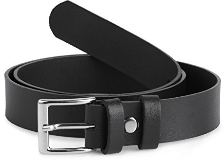 Ladeheid Kinder Gürtel Ledergürtel Mode Accessoire für Kinder Jungen Gürtel mit Schnalle 2,5 cm Breit K1D5 (Schwarz-1, 60 cm (Gesamtlänge 79 cm))