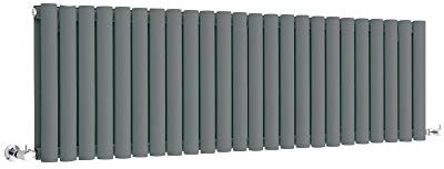 Milano Aruba Anthracite Horizontal Double Oval Panel Radiator - 400mm x 1416mm