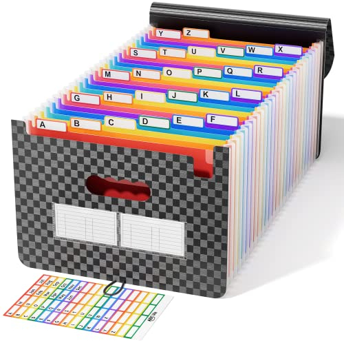 ABC life Dokumentenmappe A4, Ordner A4, 26 Fächermappe Datei Organizer, Grosse Kapazität Dokumententasche, Akkordeon Erweiterbar Ordnungsmappe,Tragbar Sortiermappe für Zuhause oder Büro Dokumente