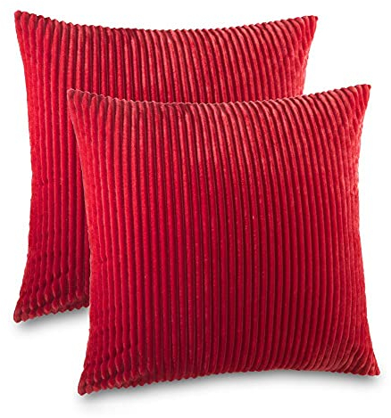 Kuscheli® 2er Set Kissenbezug im Doppelpack Cashmer Touch Fleece Kissenhülle, Sofakissen Kopfkissenbezug Kissenbezüge Couchkissen, Farbe:ROT, Größe:2X 80x80 cm