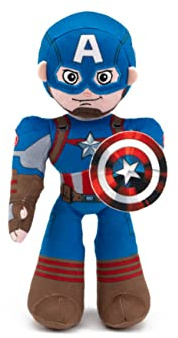 Simba 6315875794NPB - Disney Captain America Poseable 25cm Plüschfigur, für Kinder ab den ersten Lebensmonaten geeignet