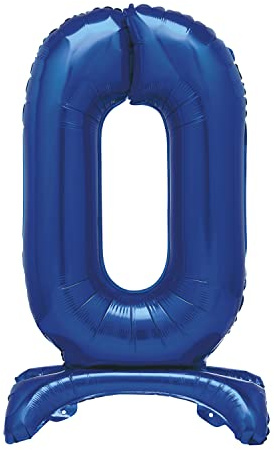 Unique Blue Standing Number 0 Foil Balloon 30, Packaged