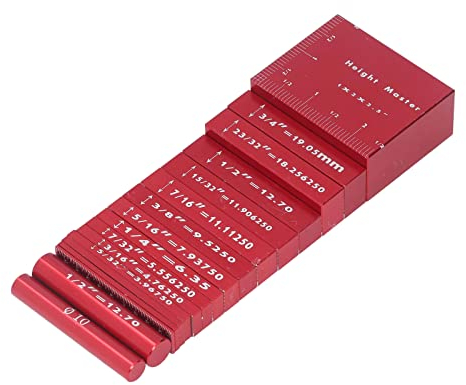 17-teiliges Set Up Präzisions-Aluminium-Aufstellstangen-Set für Fräs und Tischkreissägen-Zubehör,Einstellblöcke Holzbearbeitungs-Höhenmesser-Set, Aufbau, Stangen enthalten lasergravierte, Einstel