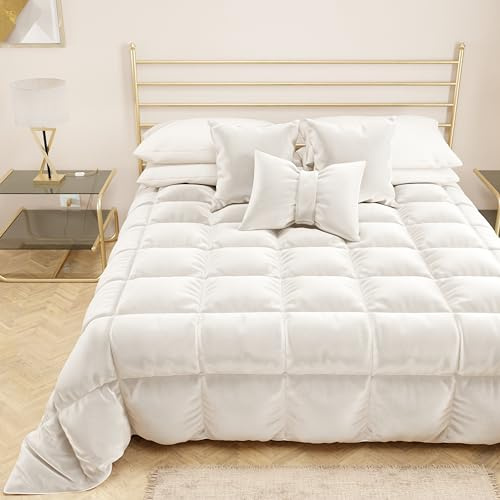 PETTI Artigiani Italiani - Trapunta in Morbido e Caldo Velluto 350 g/m², Piumone Matrimoniale, Double Face, Trapunta Matrimoniale: 260x270 cm, Bianco, 100% Made in Italy
