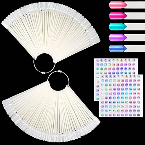 100PCS Nuancier Ongles avec 2PCS Autocollants de Numéro 1-100 pour Presentoir Ongles, Nuancier Ongles Numéroté pour Presentoir Vernis, Accessoire Ongle (Naturel)