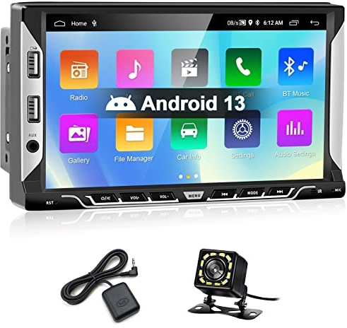 Podofo Autoradio 2 Din Android con Navigazione GPS e Bluetooth Display Radio Stereo Doppio Din Touchscreen da 7 Pollici con WiFi FM/RDS Radio Collegamento a Specchio + Telecamera per Retromarcia