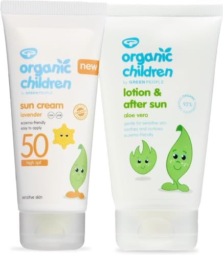 Green People Children's SPF50 Sun Bundle - Children’s Lavender Sun Cream & Organic Children Aloe Vera Lotion & After Sun