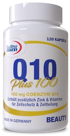 Q10 Plus 100 | Mit 100 mg Coenzym Q10 plus Vitamin C, E, Folsäure und Zink | EuRho® Vital | 120 Kapseln für 3 Monate