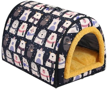 Hundehöhle Bett Haus | Winter Warm Katzennest | Wasserdichtes Warmes Hundebett mit Abnehmbarem Kissen und Hochelastischem Schwamm für Kleine und Mittlere Hunde