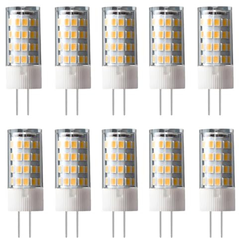 WULUN G4 5 W ljuskrona LED-lampor, energibesparande, inget flimmer, motsvarande 50 W halogenlampor, 500 lumens, AC 12 V, 3 000 K varm vit, 10 st