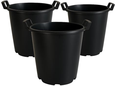 Pack of 3 - 30 Litre Heavy Duty Large Plastic Plant Pots with Handles - Outdoor Garden Planters Containers - Perfect for Flowers, Trees, Potatoes, Vegetables etc (Made from 100% Recycled Plasitc)