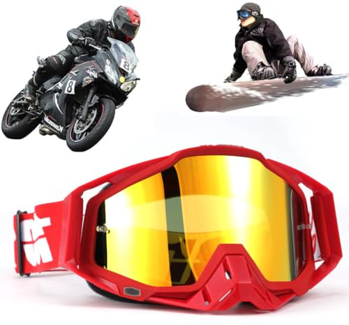 Yoihuqi Occhiali da motocross, occhiali antivento e antipolvere, occhiali da sci, occhiali da cross per dirt bike, occhiali antiappannamento e UV, occhiali da corsa per fuoristrada, per ciclismo, sci