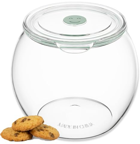 EujRcf Biscuit Tin, 12.5 * 10 * 9.5 Cm Cookie Jar with Lid, Airtight Biscuit Storage Container for Kitchen Organization, Round Biscuits Container Candy Buffet Storage for Snacks, Dry Goods,Nuts