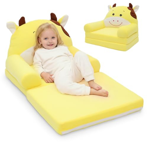 Sofá infantil plegable, 2 en 1, cómodas sillas para niños pequeños, silla plegable para niños, sofá portátil con asa, tumbona convertible para sofá de juegos de 1 a 4 años, regalo para Navidad, fiesta