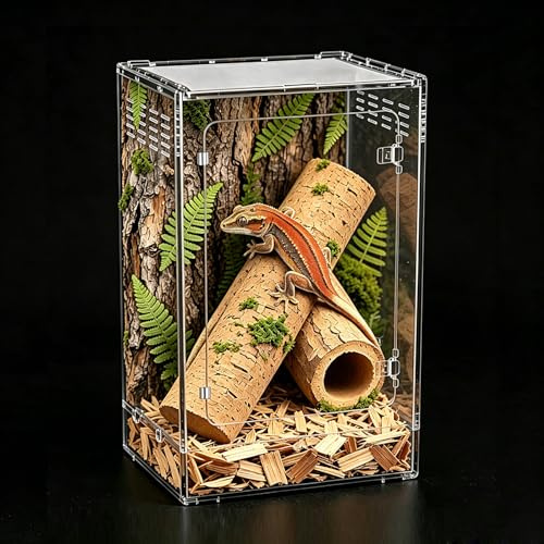 KAKOOTI Terrario Alto para Reptiles, 11 GAL, hábitat de 12x12x18 con Puerta Frontal y ventilación Superior con Pantalla para Geckos, Ranas arborícolas, Camaleones y Dragones barbudos