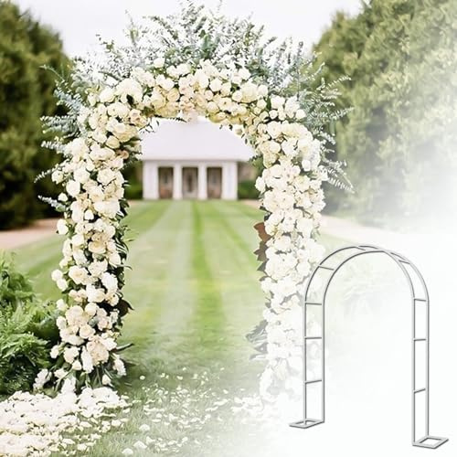 Trädgårdsspaljé i metall 200/220/230 cm stor Pera planterare ros stöd bröllopsdekoration utomhus växt klättringsram blomdisplay (vit 0,8 m x 2,0 m x 0,2 m)