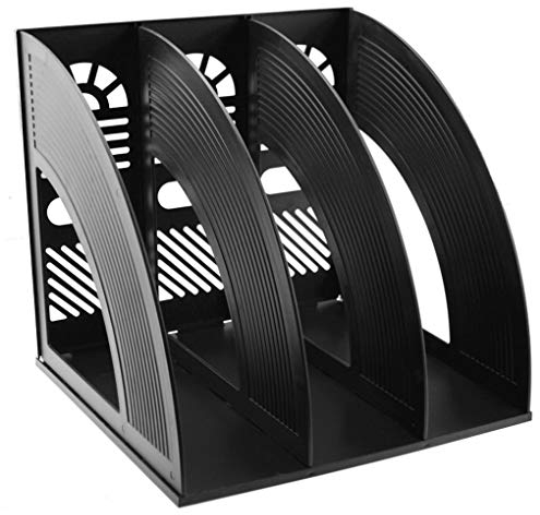Sayeec Schreibtisch-Organizer, Zeitschriften-Halter, für Dokumente, stabil, aus Kunststoff, 3 Fächer, Magazin-Halter, Schrank, zur Aufbewahrung und Präsentation, Organizer-Box schwarz