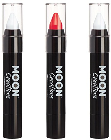 Moon Creations Face Paint Stick Body Crayon Set | England Flag White Red Set | 3.2g | For Kids, Adults, Fancy Dress, Festivals, Halloween