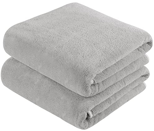 KinHwa Microfiber Bath Towels Extra Large Shower Towels 76x152 cm Super Absorbent and Soft Bathroom Towels Quick Dry Bath Sheets for Spa, Swimming, Pool 2 Pack Light-grey