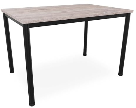 Schreibtisch u. Besprechungstisch mit schwarzem Tischgestell | Konferenztisch Bürotisch Computertisch Mehrzwecktisch Arbeitstisch PC-Tisch Homeoffice-Tisch (Eiche modern, 120 x 80 x 77,5 cm)