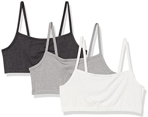 Hanes Women's Bralette, Breathable Pullover Bra, Crop Top, Solid Or Assorted, 3-Pack, Opaque, Sky Grey Heather/Concrete Heather/White, M (Pack of 3)