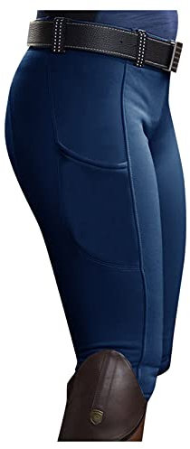 KBOPLEMQ Reithose Reitleggings Damen Mädchen Kinder mit Kniebesatz und Innentasche, elastische Jodhpurhose REIT-Tights für Reitschule Reitsport Radfahren