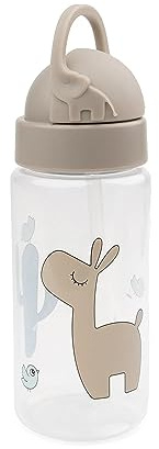 Done by Deer Lalee Sand Water Bottle with Straw - 350 ml - Includes Spare Straw and Attachment - Diameter 6.5 x Height 20 cm - 100% PP, Mouthpiece: 100% Silicone Both in Food Grade