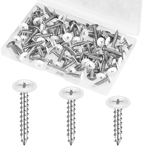 120 Piezas #8 Tornillos Blancos, Rosca Blanca, Tornillos de Cabeza Plana, Tornillos Autorroscantes, Madera, Tornillo Autorroscante, Tornillo de Carpintería para Paneles