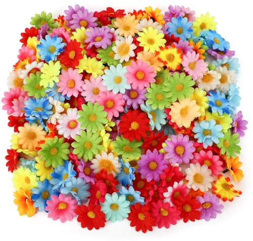 MWOOT 100 Piezas Margarita Flores Artificiales, Cabezas de Flores Falsas, Margarita de Seda para Manualidades, Pequeñas Flores Falsas para DIY Coronas Ramos de Boda Fiesta Hogar Jardín Decoración