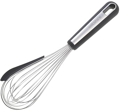 Wiltshire Aspire Whisk, Stainless Steel, Egg Whisk with Silicone Scraper, Baking & Whipping Balloon Whisk, Anti-Slip Soft Touch Handle, Grey & Silver, 30x8x6.8cm