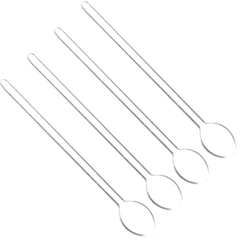 Générique Lot de 4 cuillères à mélanger en verre pour café soupe lait dessert glace miel tête ronde résistante à la chaleur manche ergonomique accessoire de cuisine moderne