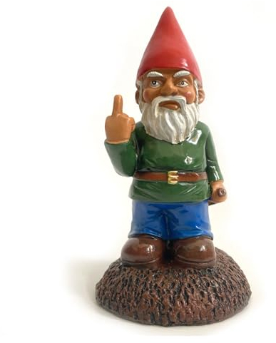 JOYOLA Nain de Jardin Doigt d'Honneur - Statue Ornementale 15 cm en Résine - GNOME Extérieur pour Home Pelouse Backyard Decor