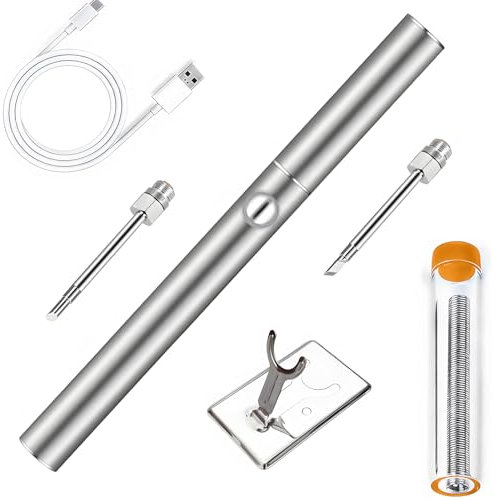 Fer à Souder électrique,Kit de Fer à Souder, Outil de Soudage à Chargement Sans Fil, Kit de Fer à Souder en étain 100 W avec 3 Pannes à Souder et Couvercle, Fer à Souder Manuel Portable