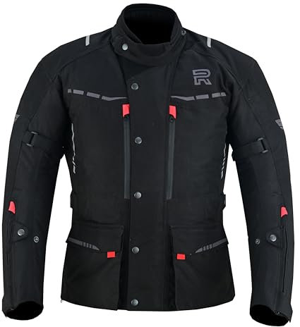 RAXUS SpeedFight Veste de moto pour homme hiver 3/4 imperméable homologuée CE, noir/rouge, S